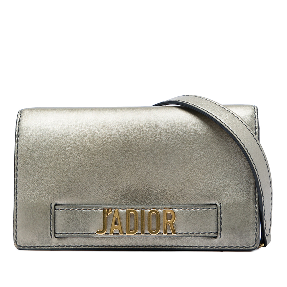 Pre-Loved Dior Metallic Calfskin JAdior Clutch with Chain